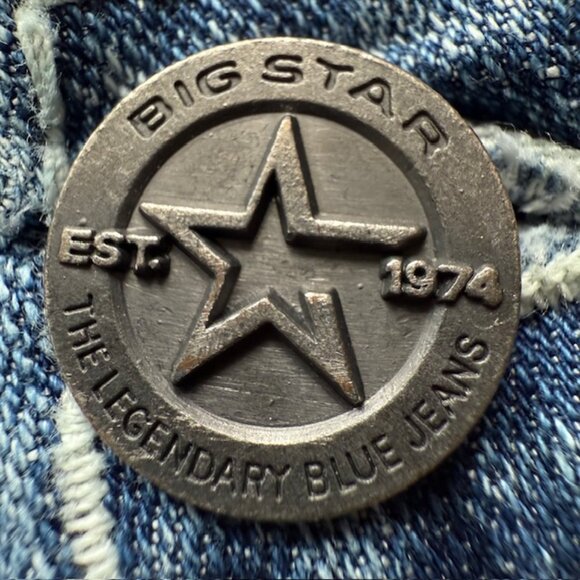 BIG⭐️STAR “Liv” Low Rise Flap Pocket Jeans 👖 Distressed Bootcut Denim Sz 25R - Picture 10 of 16